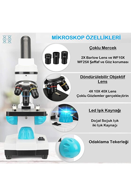 Mikroskop 2000 Kat HD Büyütme Dijital Monoküler Biyolojik Tıbbi Laboratuvar Okul Mikroskop Seti