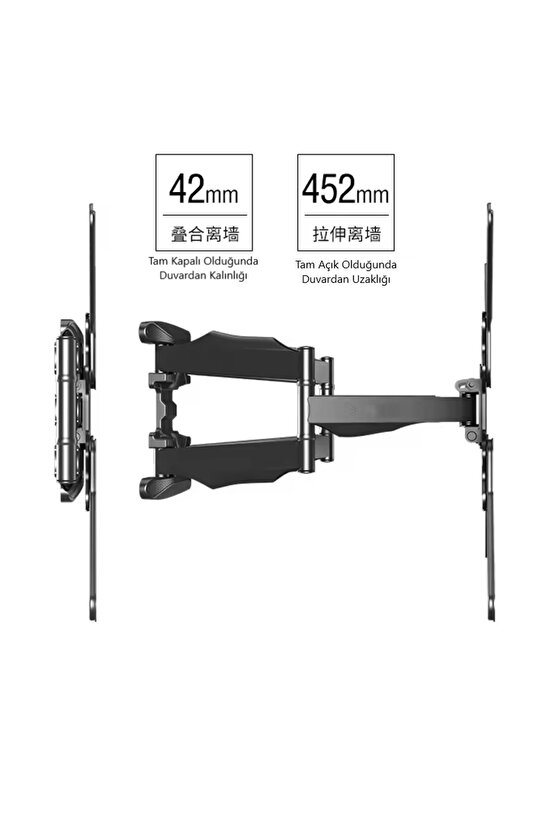 Samsung HG55AU800 55 Ekran LED TV İçin Full Motion Güçlendirilmiş En Sağlam Hareketli Askı Aparatı