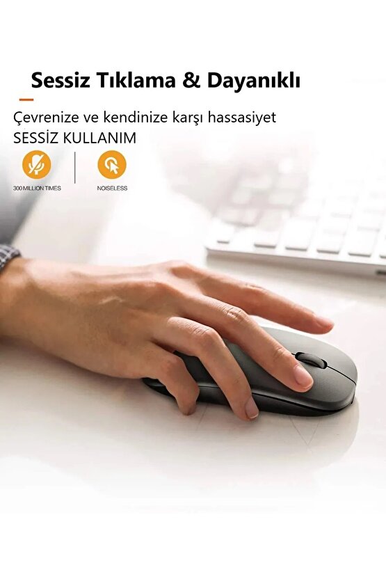 Vorcom Avalon Pro 10.36 Tablet İçin Uyumlu Bluetooth Şarjlı 2.4Ghz Kablosuz Mouse Sessiz Tıklama