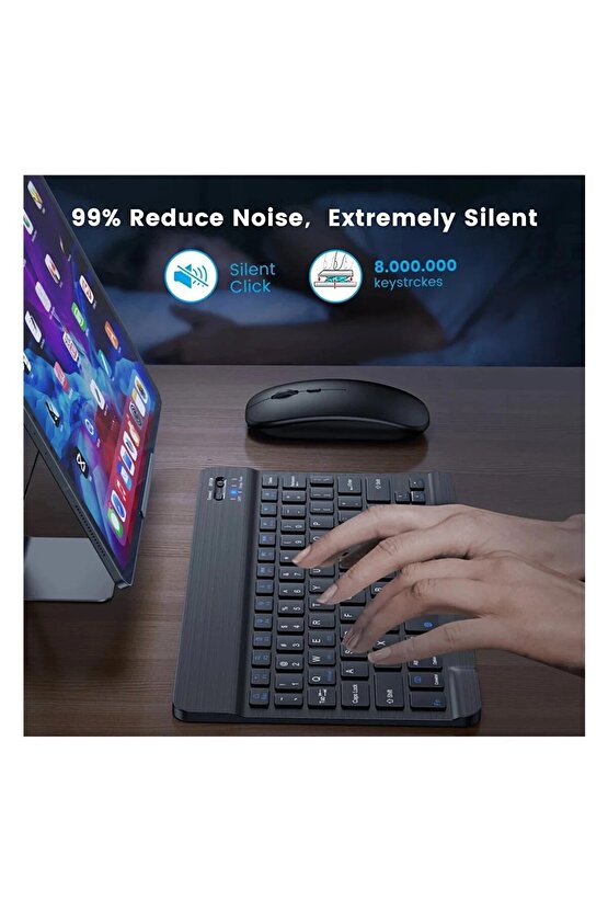 TaB A9+ Plus SX-210 11 Tablet İçin Uyumlu Slim Şarjlı Bluetooth Klavye ve Mouse Seti