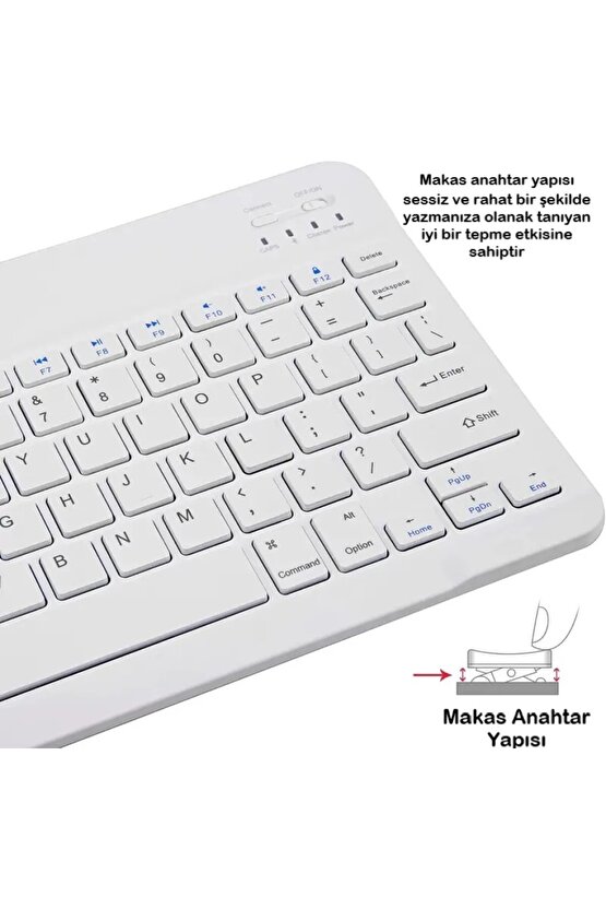 Tablet Telefon Uyumlu Taşınabilir Şarj Edilebilir Kablosuz Bluetooth Türkçe Q Klavye ve Mouse Seti