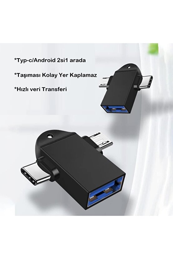 Type-c + Micro USB OTG 2si 1 arada USB 3.1 to USB 3.0 Dönüştürücü OTG