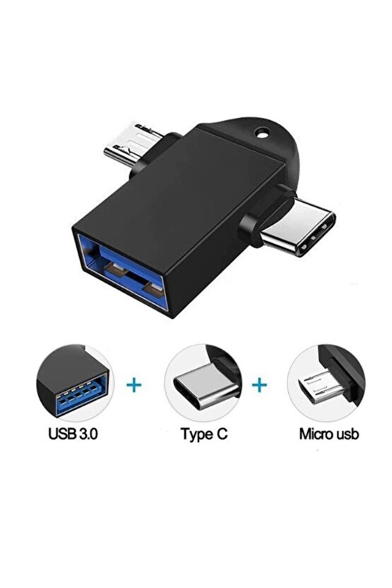 Type-c + Micro USB OTG 2si 1 arada USB 3.1 to USB 3.0 Dönüştürücü OTG