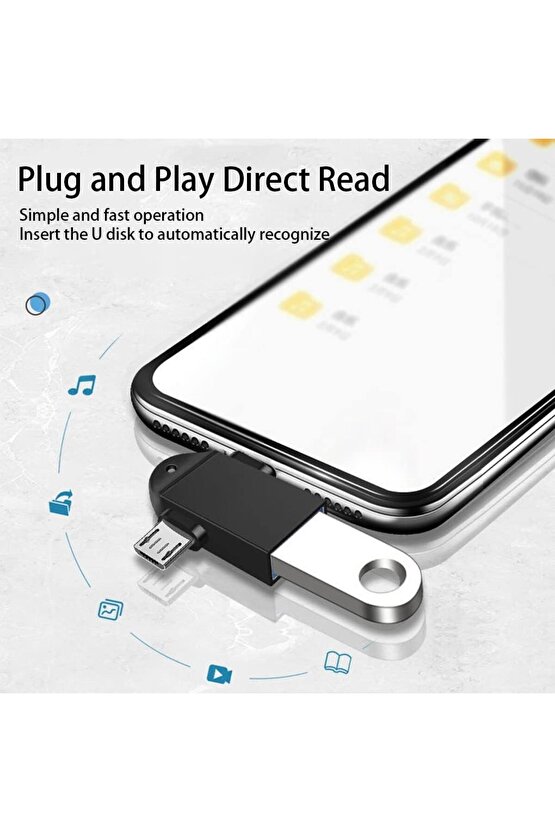 Type-c + Micro USB OTG 2si 1 arada USB 3.1 to USB 3.0 Dönüştürücü OTG