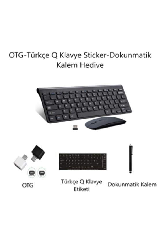 Samsung Tab A9+ Plus SX-210 11 Uyumlu Kablosuz Taşınabilir Q Klavye Ve Mouse Seti BEYAZ