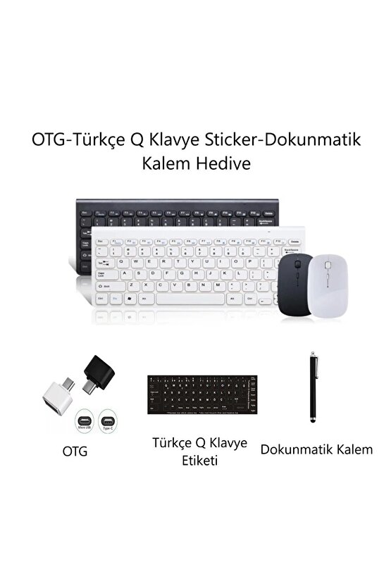 Samsung Tab A9+ Plus SX-210 11 Uyumlu Kablosuz Taşınabilir Q Klavye Ve Mouse Seti BEYAZ