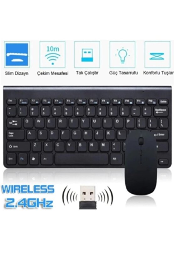 Samsung Galaxy Tab A9 SM-X110 8.7 Uyumlu Kablosuz Taşınabilir Q Klavye Ve Mouse Set BEYAZ