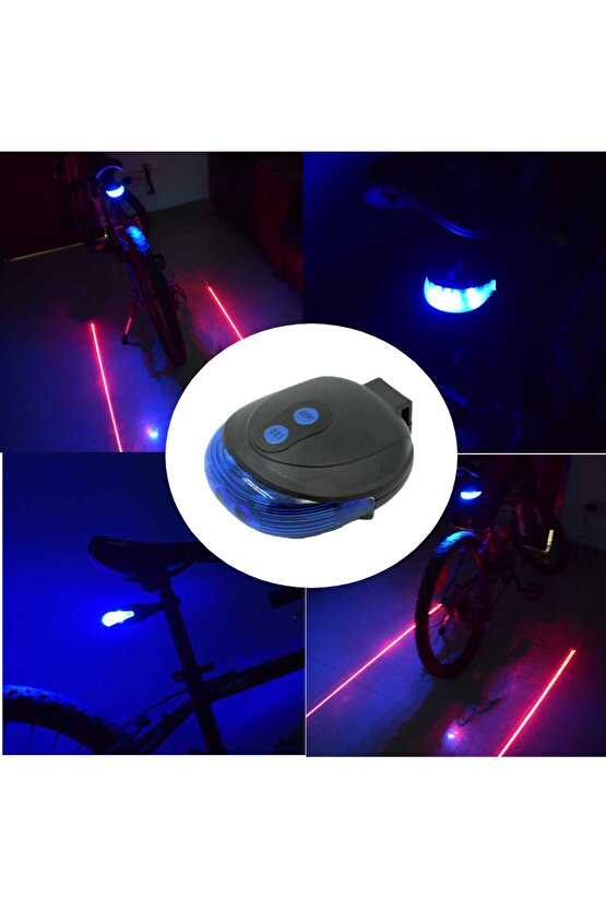 Çok Fonksiyonlu Pilli Bisiklet Led Lazer Şerit Işığı Arka Stop Lambası