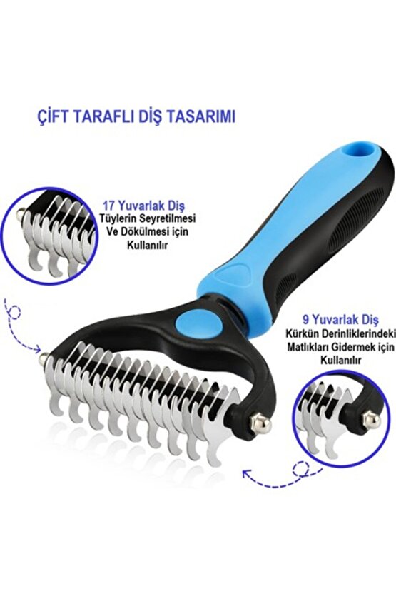 Kedi Köpek Tarağı Tüy Topak Açıcı Çift Taraflı Metal Dişli Evcil Hayvan Bakım Fırçası Tarağ