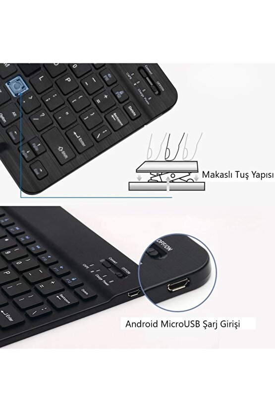 Honor Pad X8 Lite Tablet İçin Uyumlu Slim Şarjlı Bluetooth Klavye ve Mouse Seti