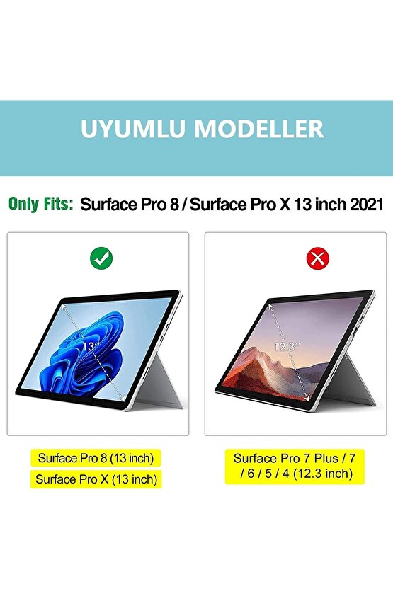 Microsoft Surface Pro 8 Uyumlu  Pro X 13 Inç Ultra Hd Darbe Emici 9h Nano Glass Ekran Koruyucu Cam