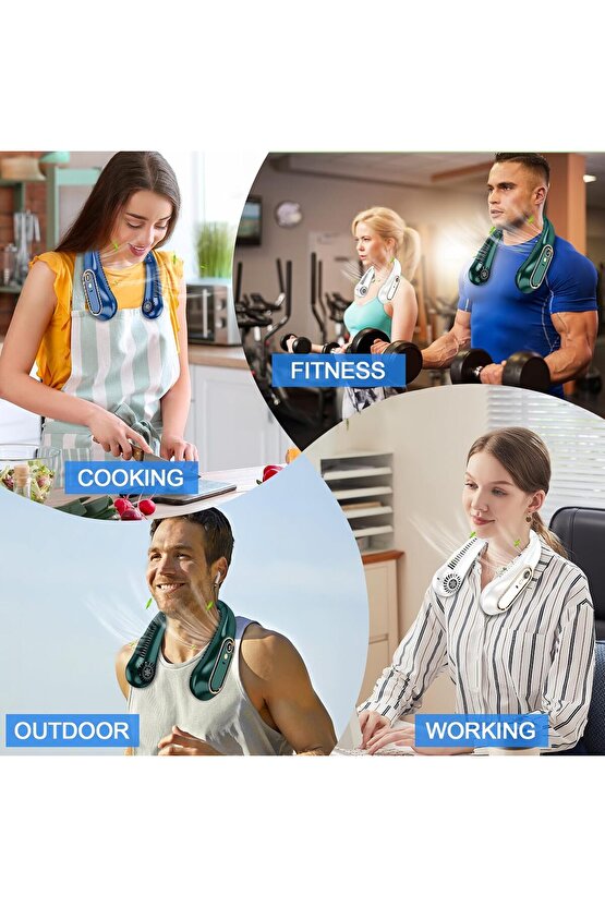 LED GÖSTERGELİ BOYUN FANI ŞARJLI TAŞINABİLİR SERİNLETİCİ VANTİLATÖR 5 HIZ AYARLI BOYUNLUK FAN