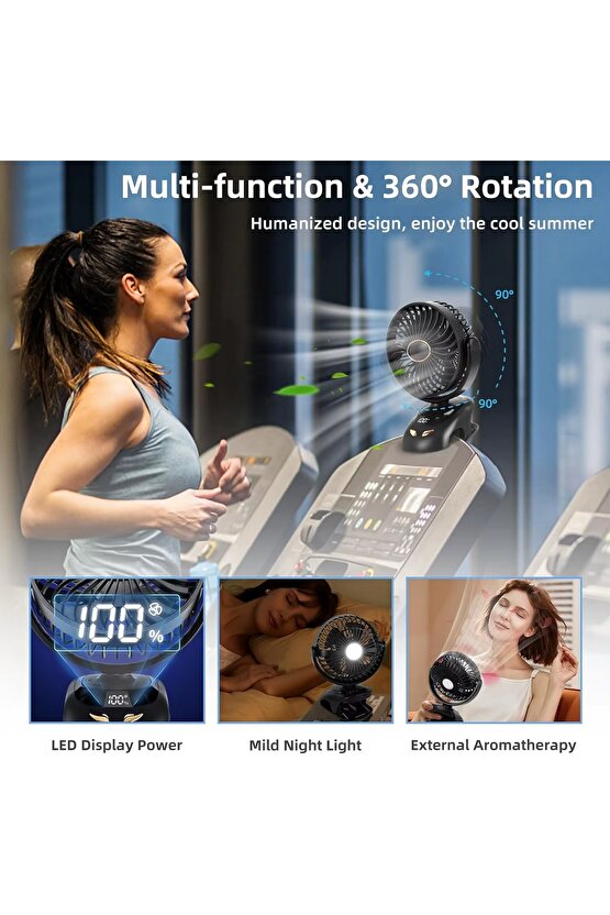 MANDALLI ŞARJLI FAN MİNİ KLİMA VANTİLATÖR EV ARAÇ BEBEK ARABASI LED EKRANLI SERİNLETİCİ FAN