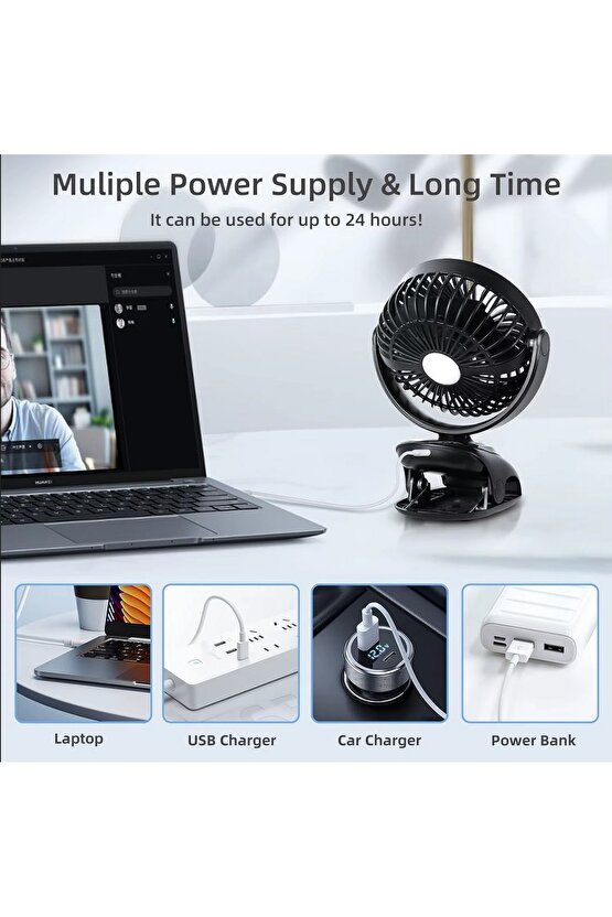 MANDALLI ŞARJLI FAN MİNİ KLİMA VANTİLATÖR EV ARAÇ BEBEK ARABASI LED EKRANLI SERİNLETİCİ FAN