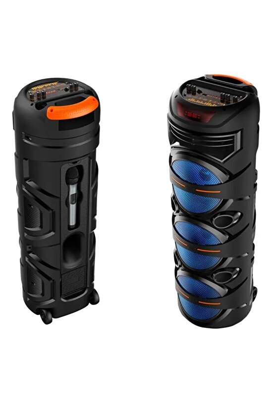 3X8 İNÇ BÜYÜK BOY TEKERLEKLİ BLUETOOTH SPEAKER ŞARJLI KABLOSUZ MİKROFONLU HOPARLÖR