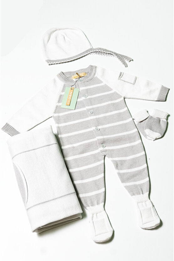 Yenidoğan 4lü Örme Triko Bebek Set