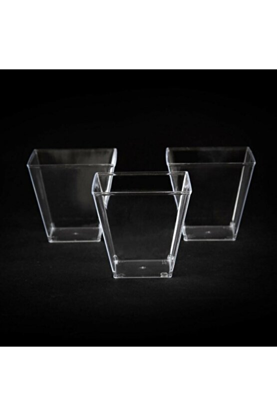 Şeffaf Kristal Mika Ekstra Sert Plastik Prizma Kübik Kase 200 Cc 25 Adet