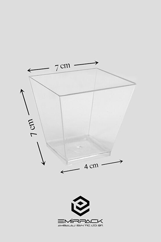 200 CC PRİZMA KÜBİK KASE 50 ADET KAPAKSIZ SUNUM KASESİ SALATA MAGNOLYA MEZE MİKA SERT PLASTİK KASE