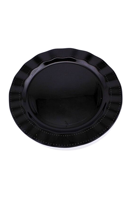 Plastik Tabak Sert Lüks 26cm (6 Adet) Renk Siyah