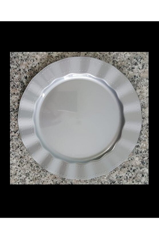 Plastik Tabak Sert Lüks 26cm (6 Adet) Renk Gümüş