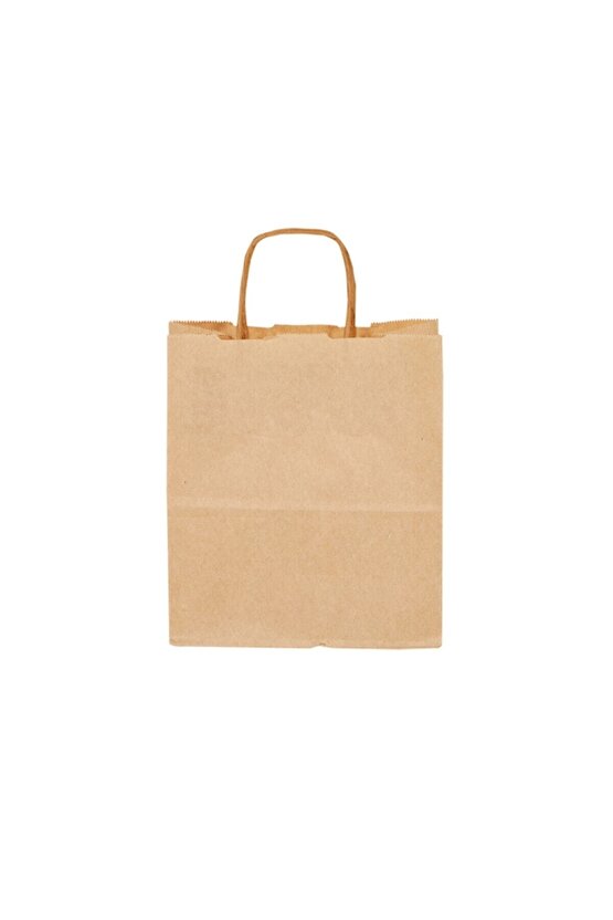 Burgu Saplı Kraft Çanta Kraft Poşet 25 Adet 25 Cm X 12 Cm X 31 Cm