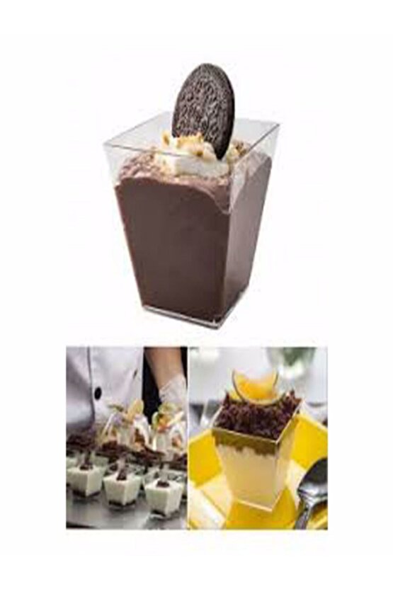 Prizma Mini Mika Plastik Sunum Kabı Kübik Kase 200cc - 25 Adet