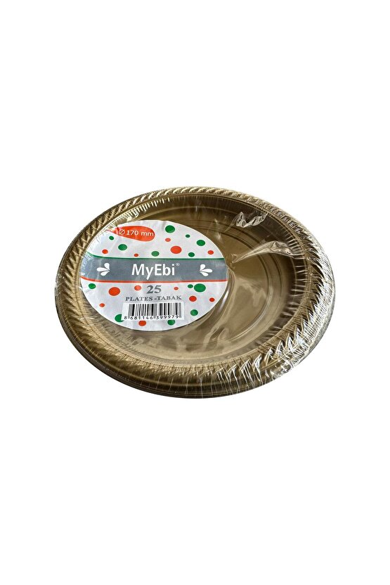 Kullan At Altın Renkli Parti Davet Plastik Tabak - 22 Cm. - 25 Adetlik 3 Paket