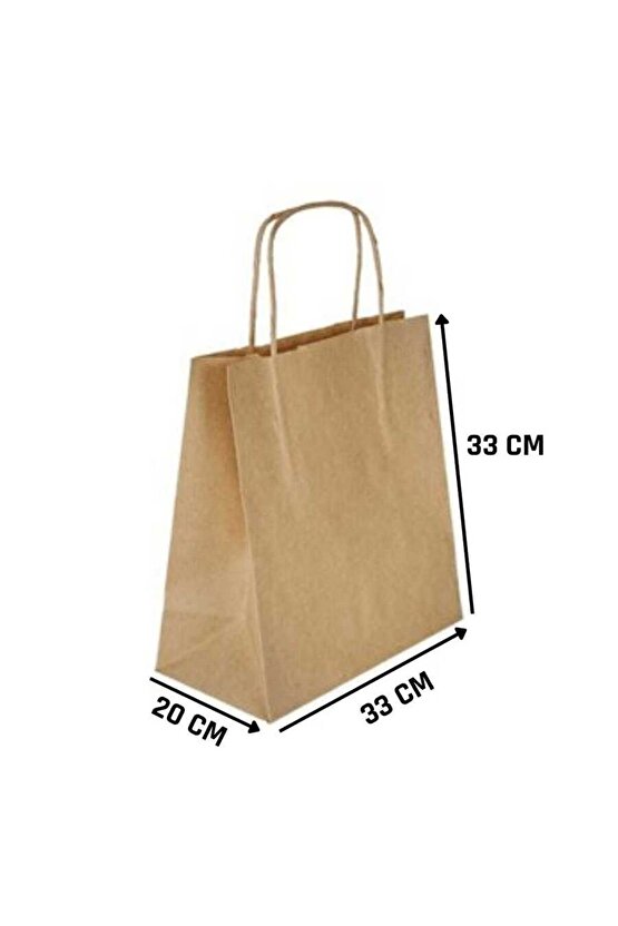 14 SÜS Kraft Kâğıt Poşet (33x20x33 Cm) Burgu Saplı Kâğıt Torba (100 Adet) Kâğıt Çanta