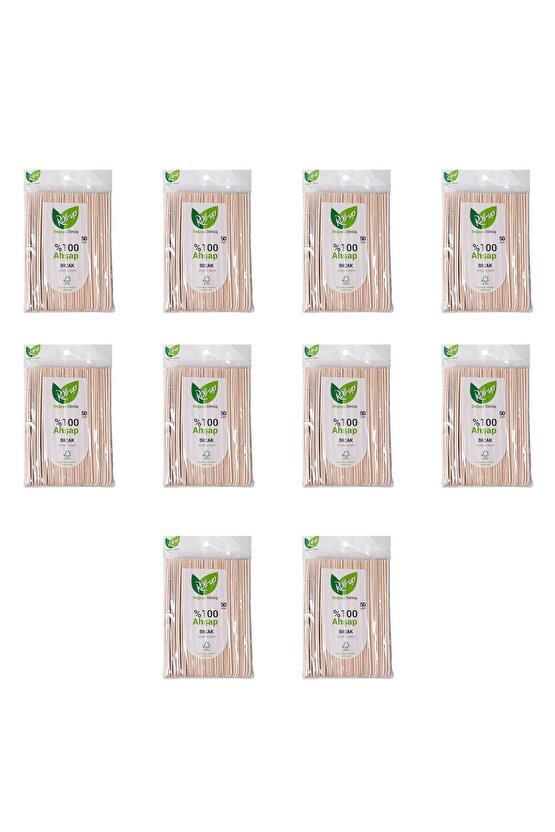 Doğaya Dönüş Ekolojik Doğal Doğa Dostu %100 Ahşap Bıçak - 16 Cm. - 50li 10 Paket