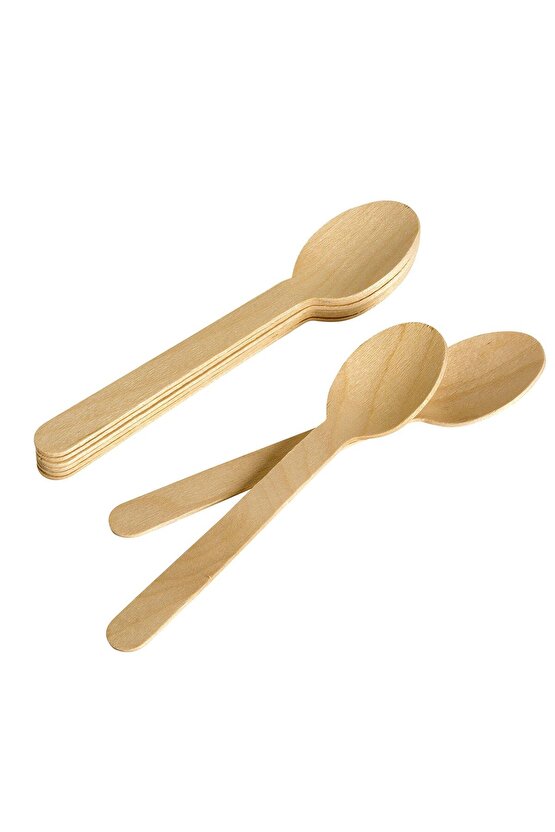 Doğaya Dönüş Ekolojik Doğal %100 Ahşap Kaşık - Kalınlık : 1.8 mm - 16 Cm. - 50li Paket