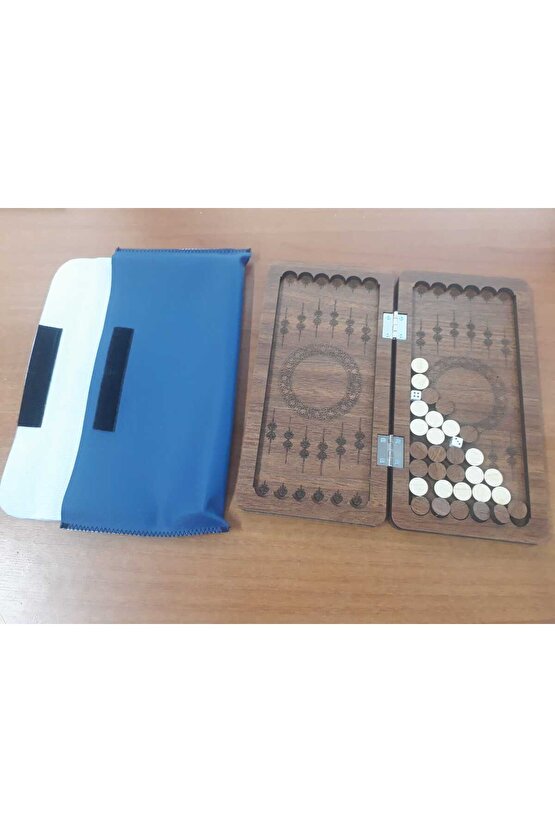 Mini Tavla Seyahat Tavla Cep Tavla 24x24 Özel Deri Kılıflı-MANZARA