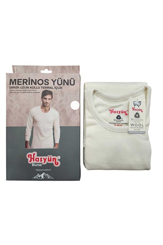 Hasyün Erkek Uzun Kollu Thermal Yün Içlik  Doğal Yün Thermaldir