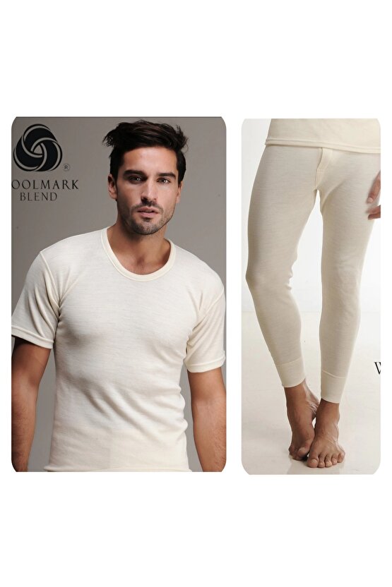 HasYün 2li Erkek Alt Ve Üstü Kısa Kol Termal Terletmeyen Yün İçlik Fanila