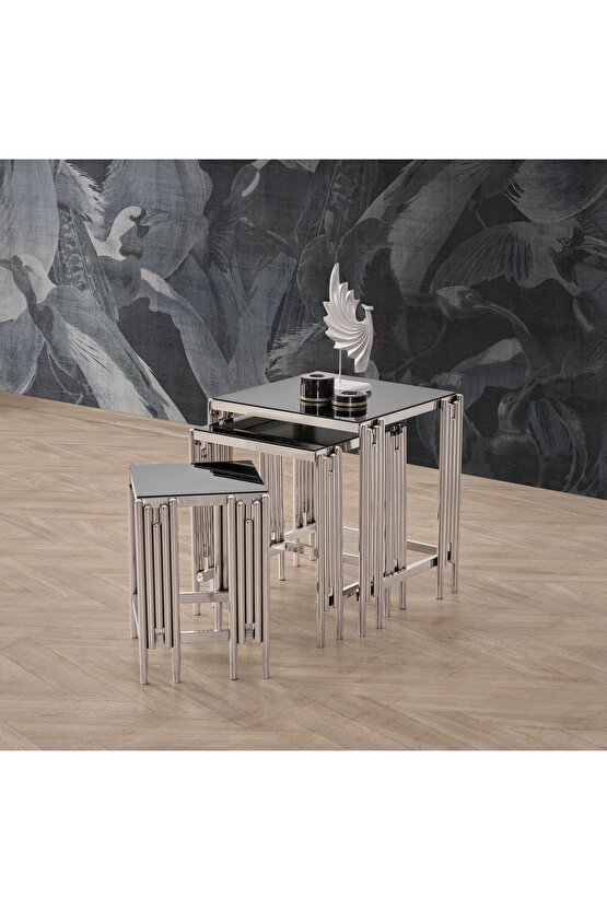 ZİGON SEHPA 3LÜ ULTRA LAK KAPLAMA METAL SEHPA KALIN BORU