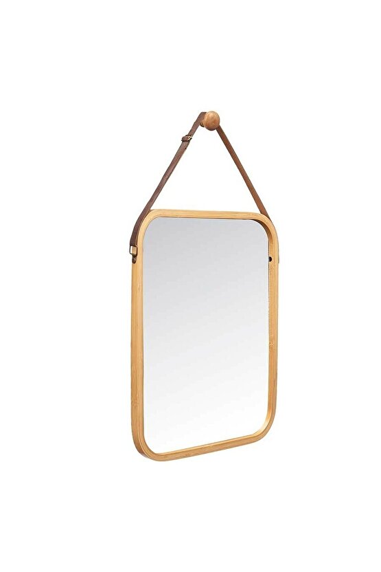 Bambu Ayna - Deri Kemer Bambu Çerçeveli 33x40cm Ayna