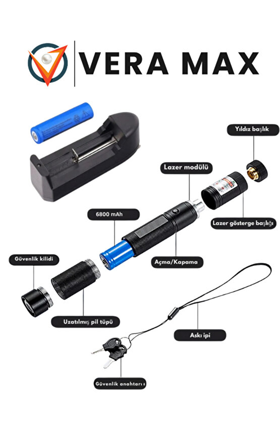 (15KM MENZİL) Yeşil Lazer Pointer Yeşil Lazer V