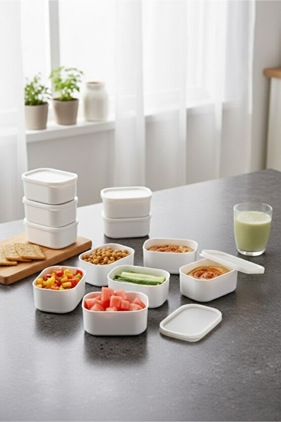6’lı Kapaklı Saklama Kabı Seti - Küçük Boy - Porsiyonluk - Kahvaltılık Çerezlik