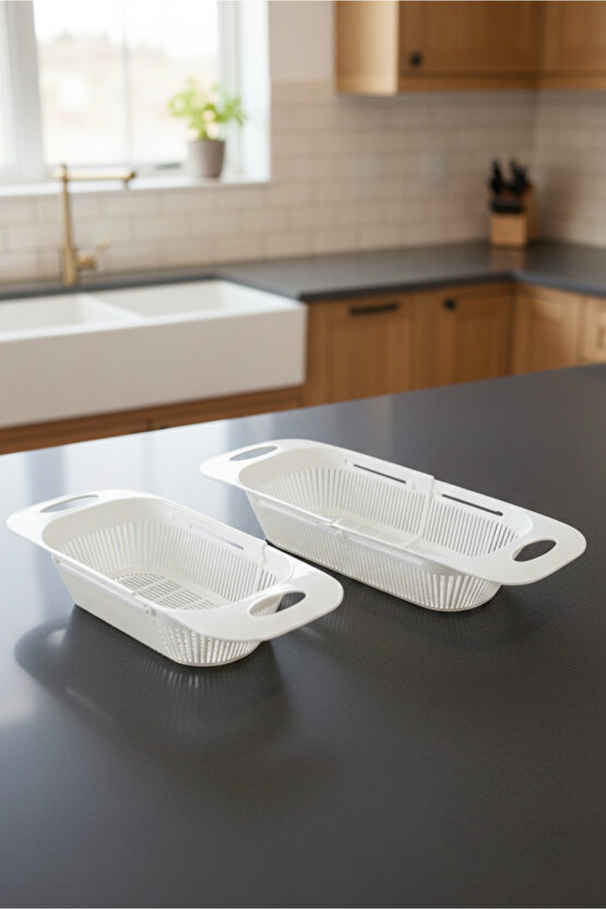 Sürgülü Genişleyebilir Süzgeç Ayarlanabilir Meyve Sebze Yıkama Sepeti