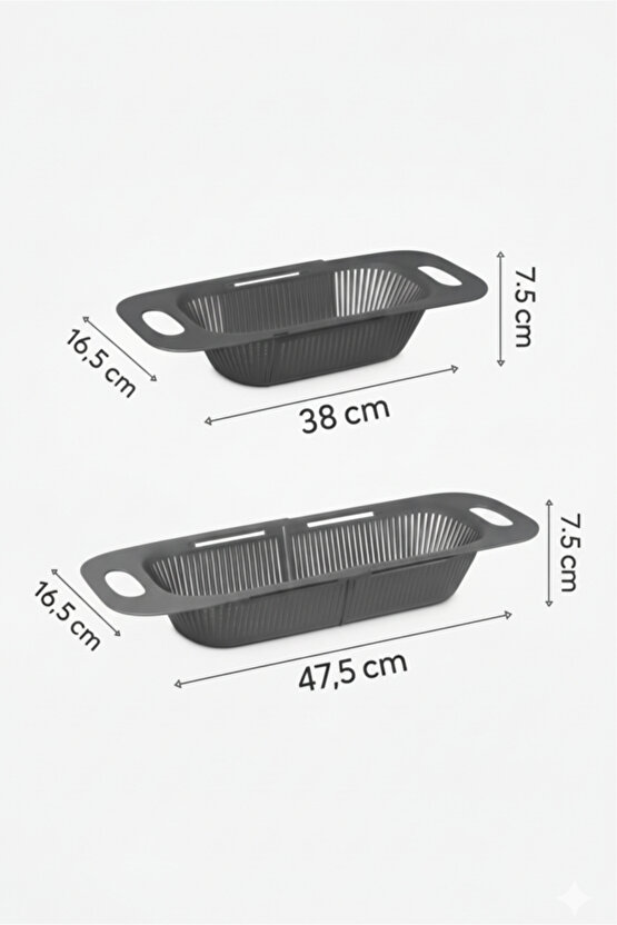 Sürgülü Genişleyebilir Süzgeç Ayarlanabilir Meyve Sebze Yıkama Sepeti