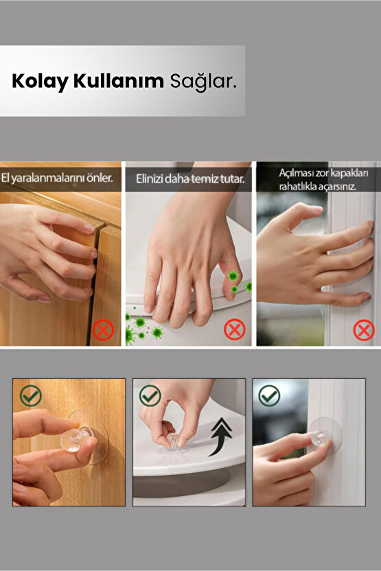 10 Adet Yapışkanlı Dolap Çekmece Kapağı Tutma Kulpu Çok Amaçlı Askı Kulpu