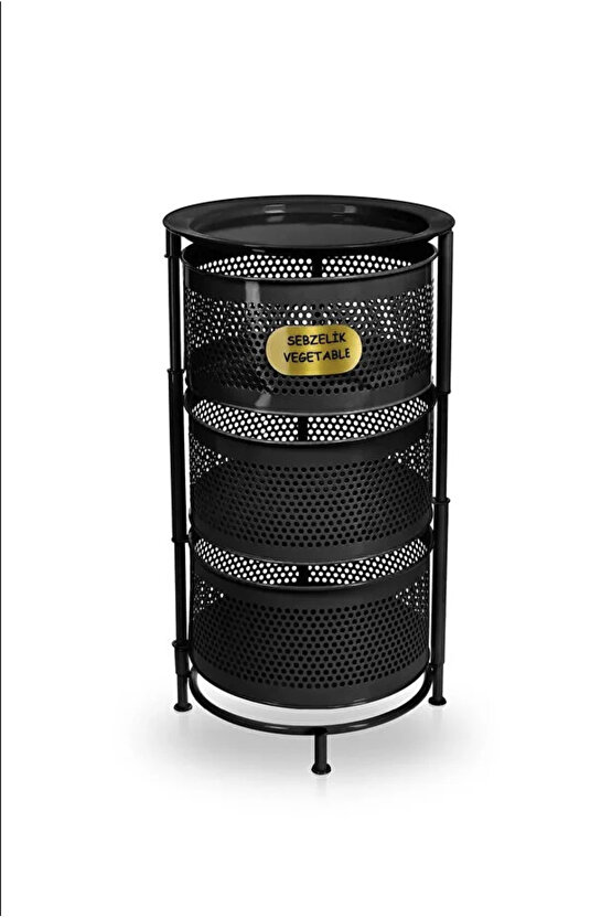 Kule Sebzelik 3 Katlı Tepsili Açılır Metal Patates Soğan Meyvelik Sepetli Rafı