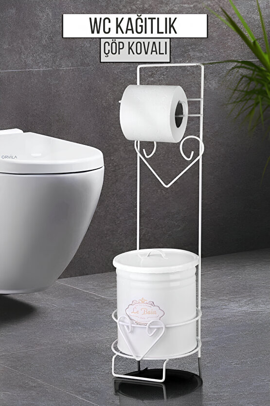 Lüx Çöp Kovalı Banyo Wc Kağıtlık Beyaz - Tuvalet Kağıtlığı