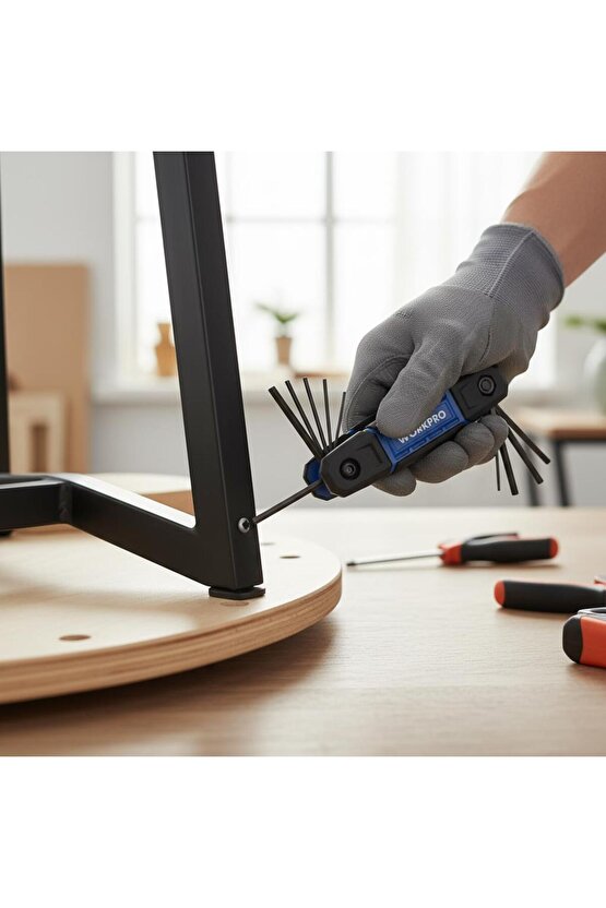 WP222028 8 Parça CR-V Metrik Çakı Tipi Profesyonel Allen Anahtar Takımı