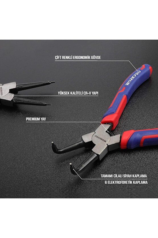 WP231153 180MM Cr-V Eğri Uçlu Yaylı Profesyonel Dış Segman Pensesi