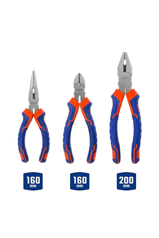 WP201007 200MM160MM Profesyonel 3’lü Pense Seti