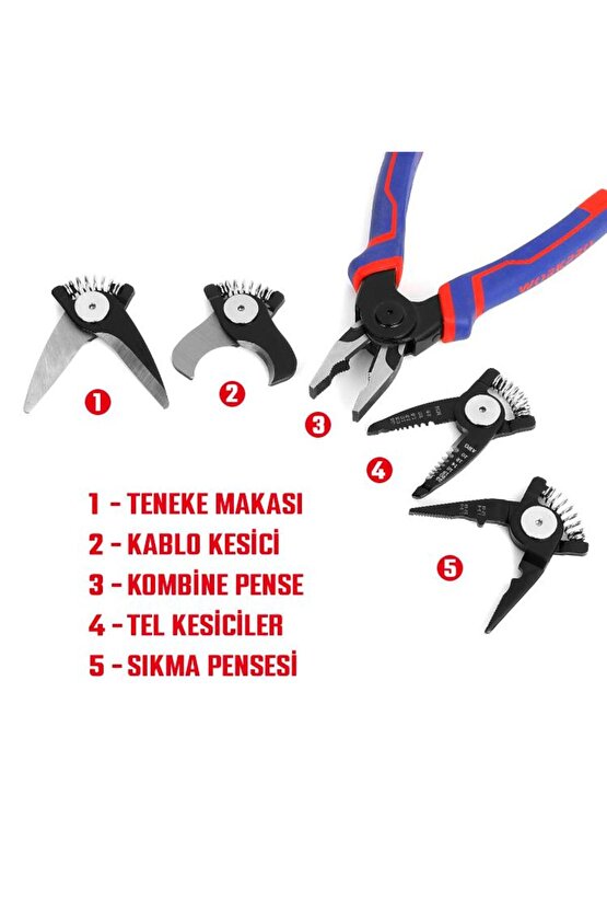 WP231144 200MM 5 IN 1 Çok Fonksiyonlu Profesyonel Pense Seti