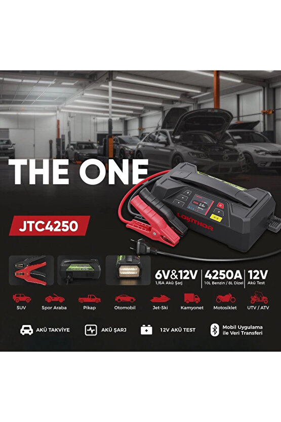 JTC4250 12V220V 4250Amp LiFePO4 Akıllı Akü Test + Akü Takviye + Akü Şarj Cihazı