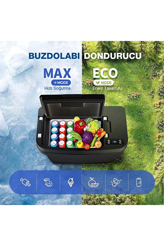 T35 1224Volt 33Litre Tesla Model Y ile Uyumlu Kompresörlü Outdoor Oto Buzdolabı