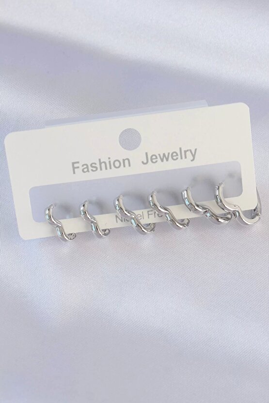 Pirinç Gümüş Renk Kalp Model Küpe S