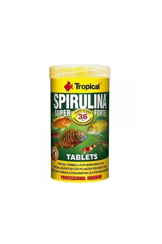 Spirulina Süper Forte Tablet Yoğun Spirulina İçerikli Tablet Balık Yemi 50 Ml 36 Gr